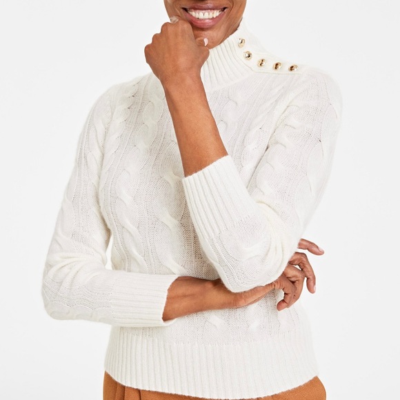 Women's 100% Cashmere Mock Neck Sweater - Picture 5 of 6